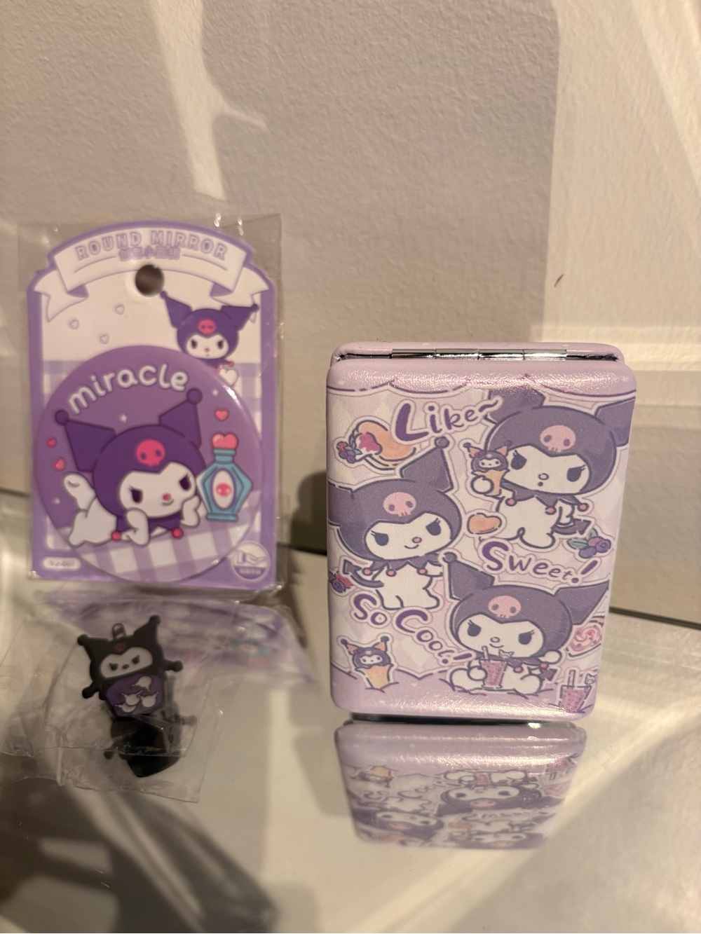 Kuromi Sanrio bundle 2 pins and one mirror